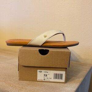UGG Cream and Brown Flip Flops